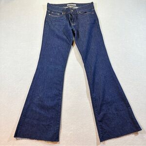 J Brand Bell Bottom Flare Jeans Women’s 29 Dark Wash Stretch Raw Hem‎